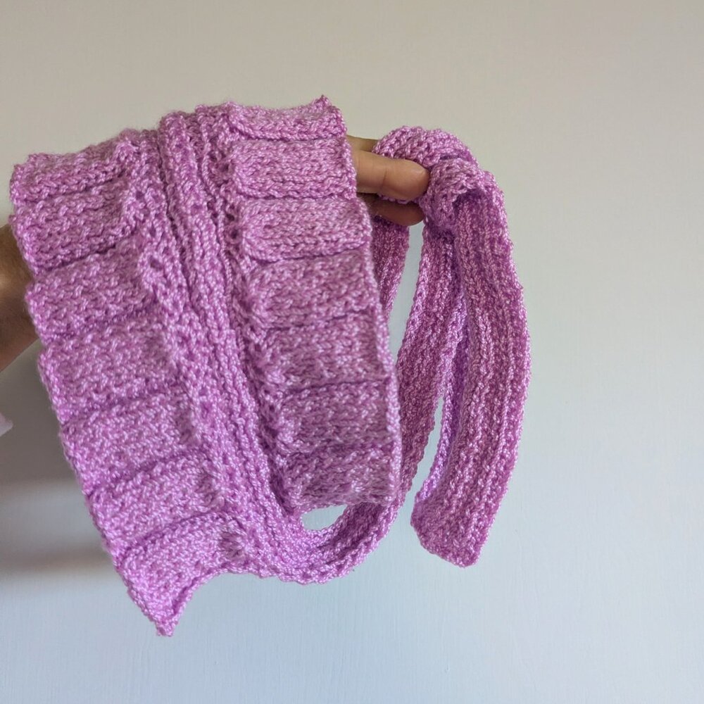🎀 Hand-Knitted Ruffle Choker Collar – Orchid Pink Poetcore Victorian Academia - Picture 7 of 14